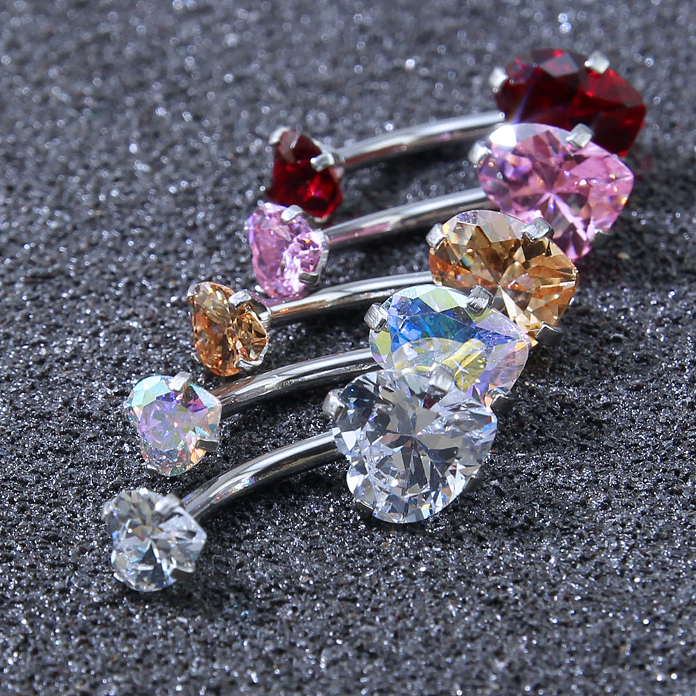 stainless-steel-Crystal-Double-Heart-Belly-Button-Rings