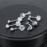 7 Pcs Belly Button Rings Crystal Zirconia Opal Navel Piercing - Economic Set