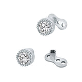 14g Round Crystal Cubic Zirconia Dermal Anchor Tops & Surgical Steel Base Microdermals
