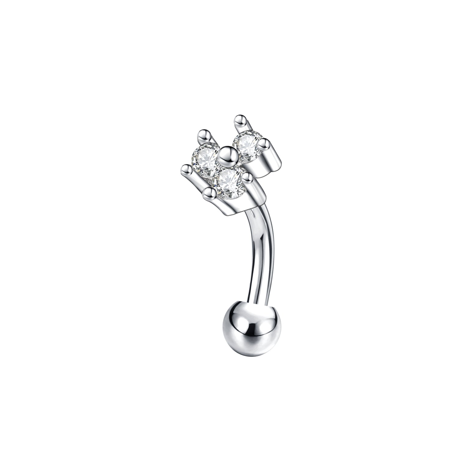 16g CZ Crystal Eyebrow Ring Piercing Barbell Curved Helix Daith Rook Piercing
