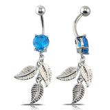 14g-Blue-Zircon-Leaf-DangleBelly-Rings-Stainless-Steel-Navel-Piercing-Jewelry