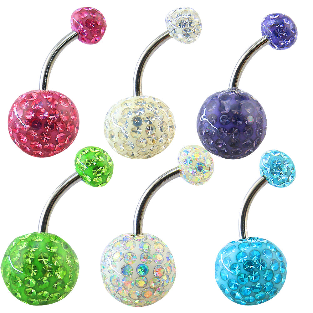 14g-Red-Double-Ball-Belly-Button-Rings-Stainless-Steel-Cubic-Zirconia-Navel-Piercing-Jewelry