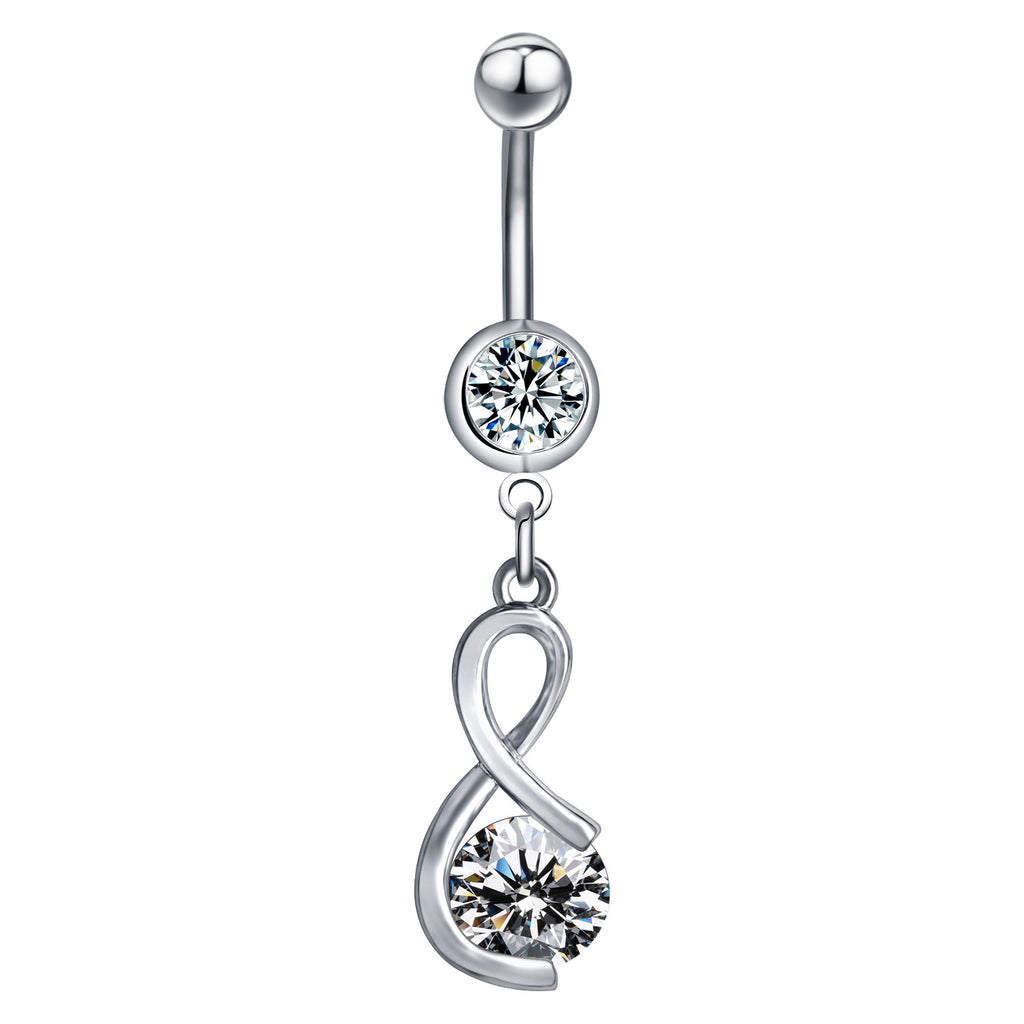 14g-Number-8-with-White-Zircon-Belly-Rings-Stainless-Steel-Dangle-Navel-Piercing-Jewelry