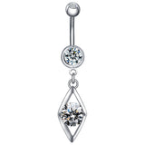14g-Prismatic-Stainless-Steel-Belly-Button-Rings-White-Zircon-Dangle Navel-Ring-Piercing-Jewelry