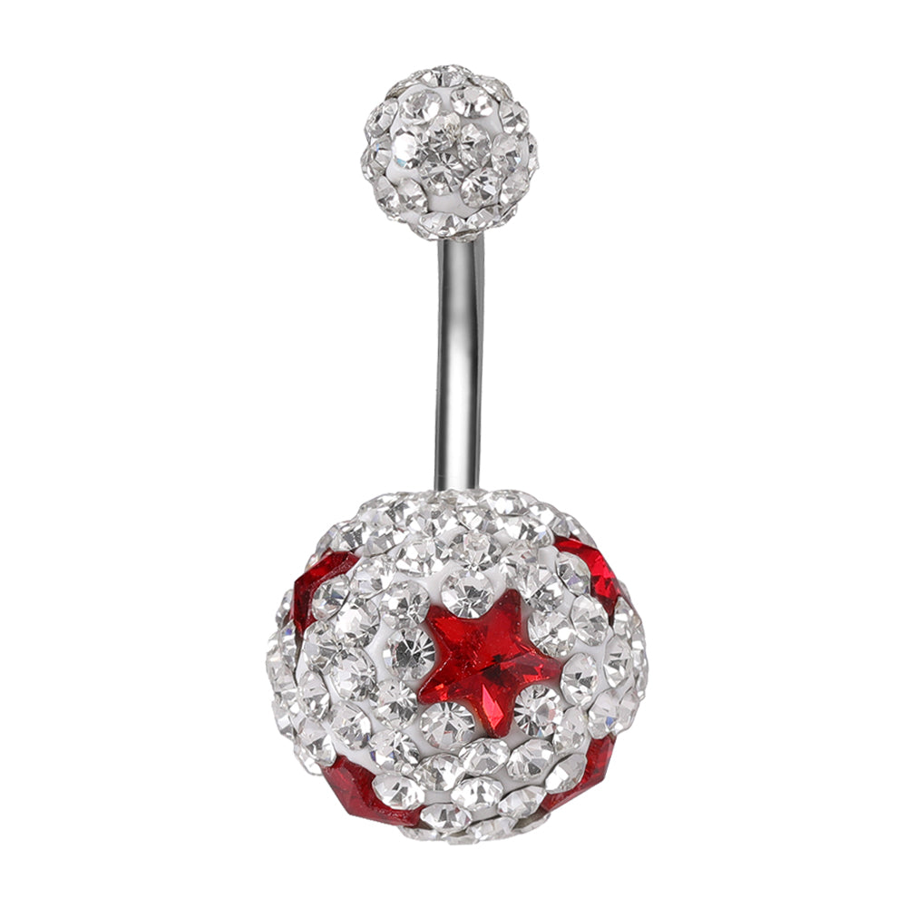 crystal ball belly button ring
