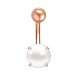 14g Imitation pearls Belly Button Rings Rose Gold Belly Navel Piercing Jewelry