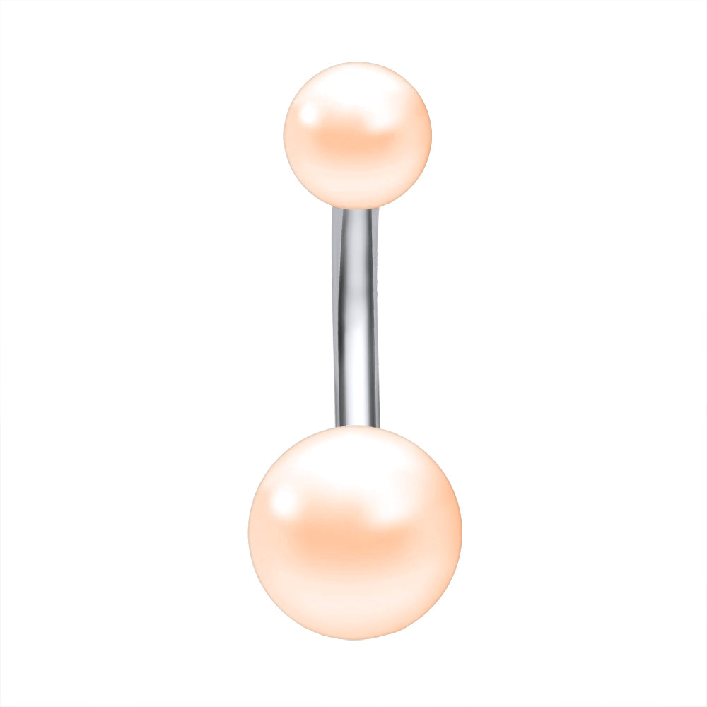 Imitation-pearls-Double-Ball-Belly-Button-Rings