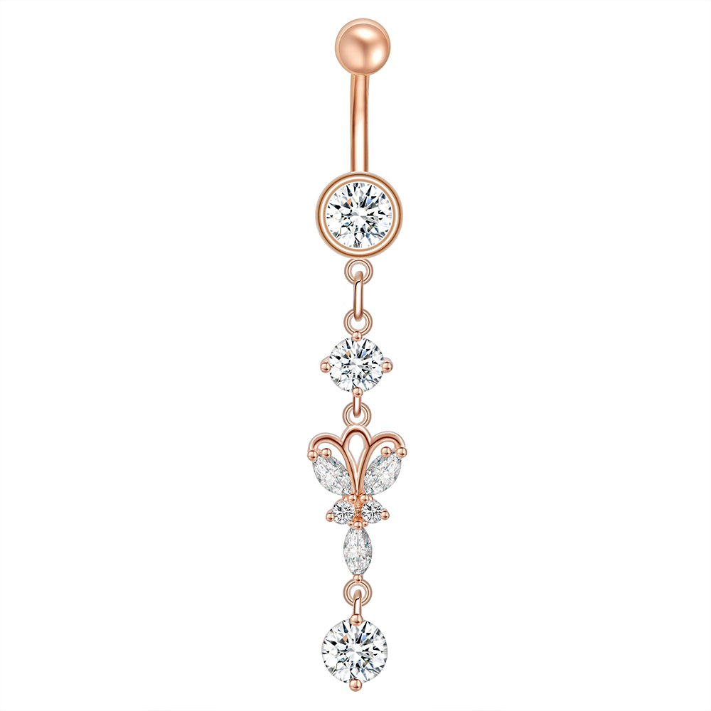Stainless-steel-Rose-Gold-Drop-Dangle-Belly-Navel-Piercing-Jewelry