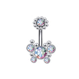 14g Butterfly Stainless Steel Ball Belly Rings Sun Flower Belly Navel Piercing Jewelry