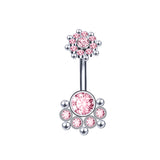 14g Footprint Stainless Steel Ball Belly Button Rings Sun Flower Belly Navel Piercing Jewelry