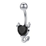 Demon Belly Button Rings with AAA Heart Cubic Zirconia