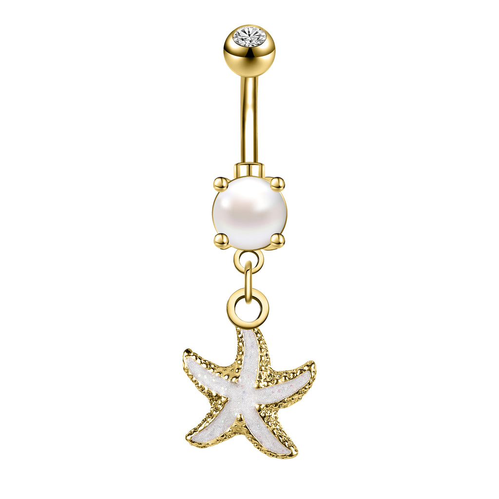 14g-White-Starfish-Belly-Button-Rings-Crystal-Gold-Belly-Navel-Piercing-Jewelry