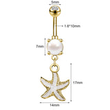 14g-White-Starfish-Belly-Button-Rings-Crystal-Gold-Belly-Navel-Piercing-