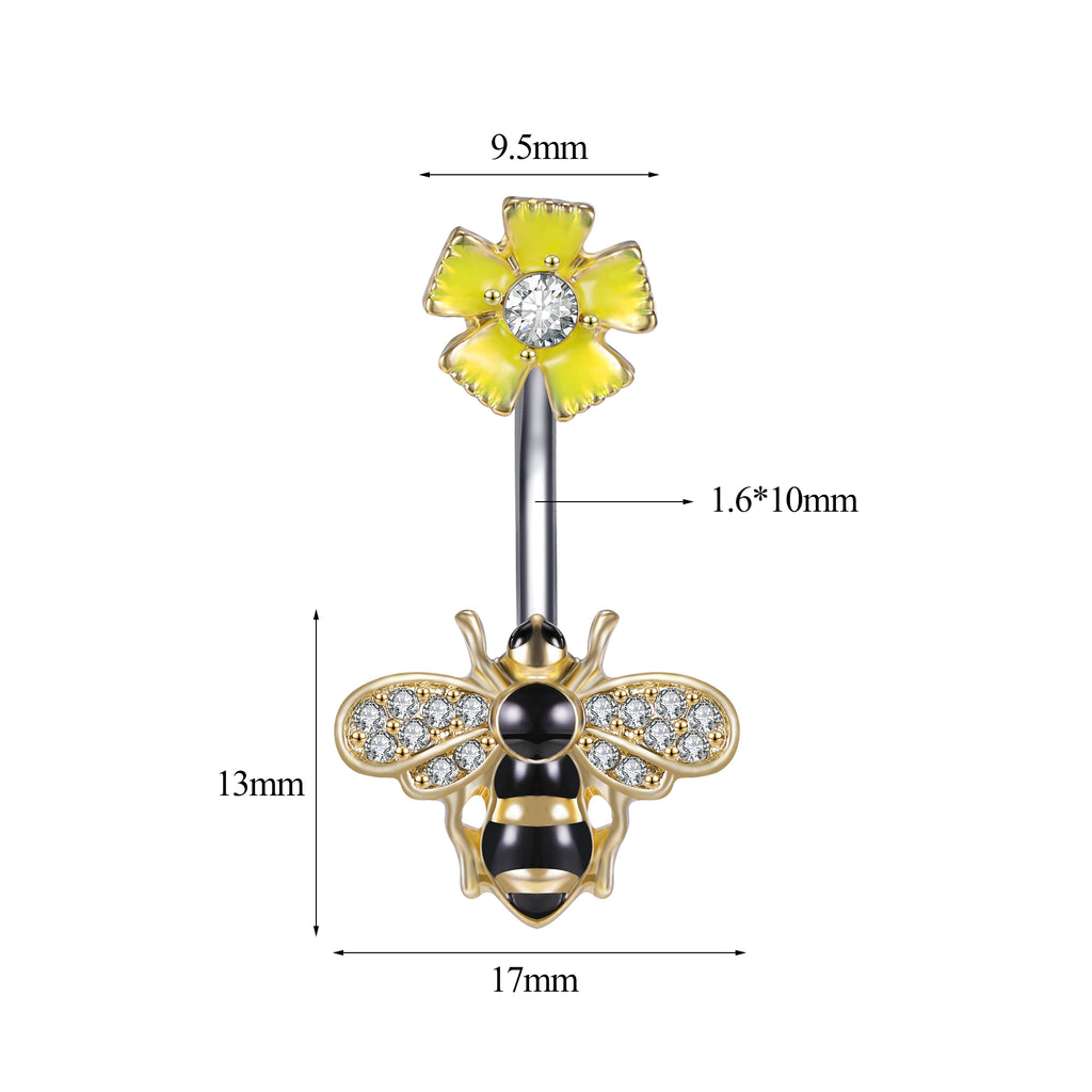 14g-bee-belly-button-rings-alloy-flower-patteren-belly-navel-piercing