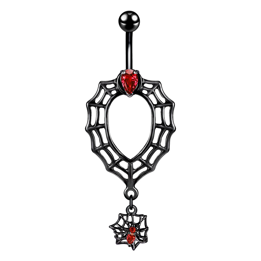 spider-web-belly-button-rings-red-crystal-belly-navel-piercing