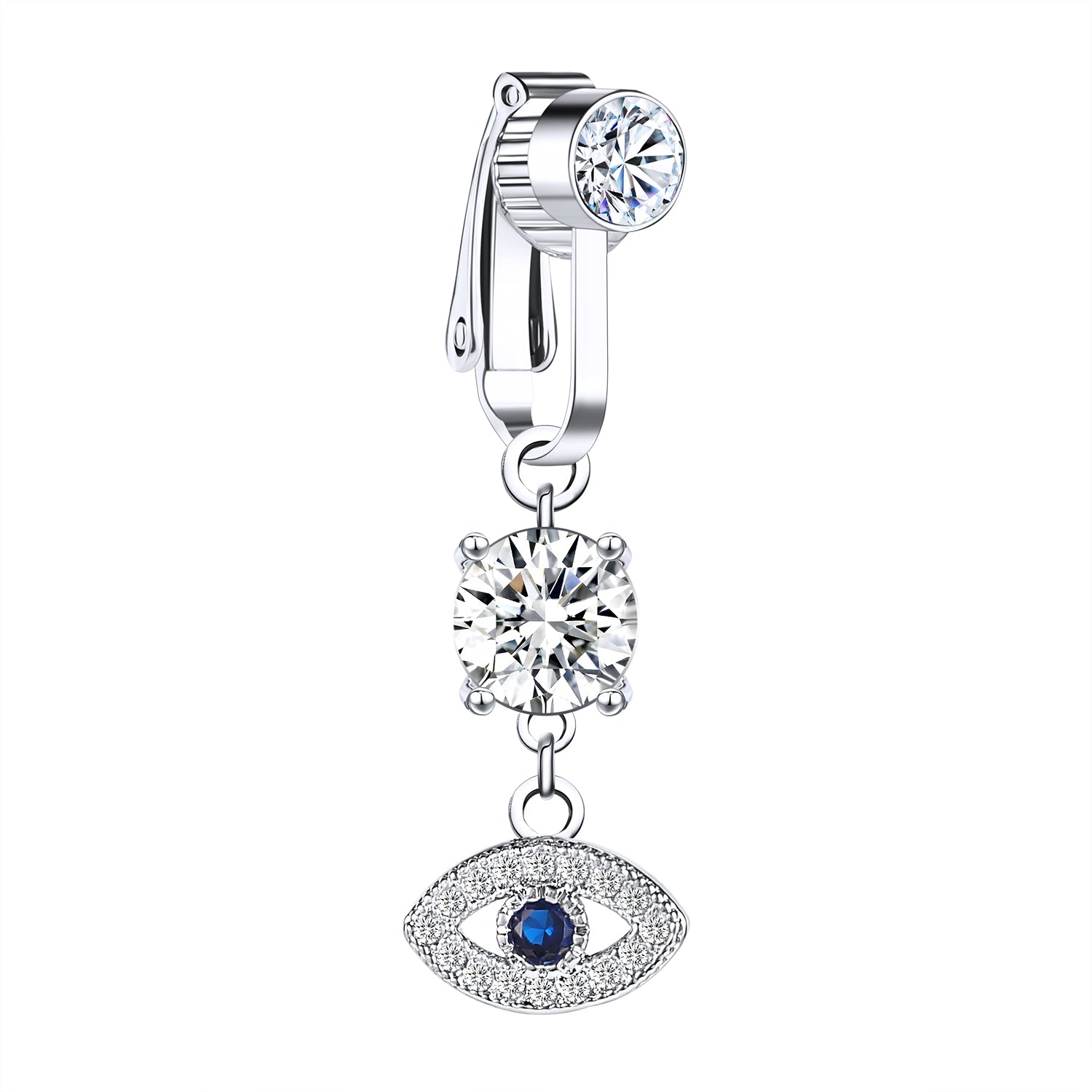 Fake-Silver-Belly-Navel-Clip-Eye-Crystal-Belly-Button-Rings