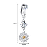 Fake-Silver-Belly-Navel-Clip-Flower-Crystal-Belly-Button-Rings