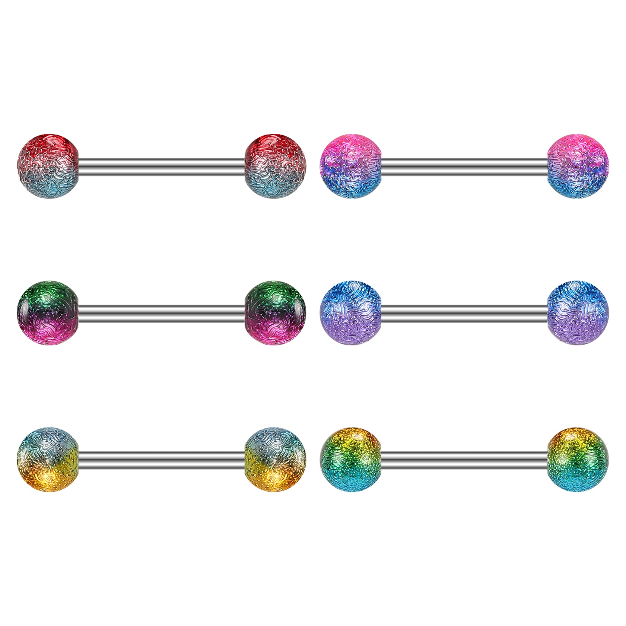 6pcs 14G Nipple Ring Multicolor Ball Nipple Piercings-Economic Set