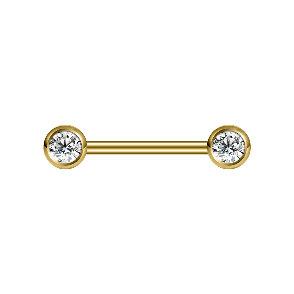 2pcs 14G Simple Nipple Ring Crystal Gold Nipple Piercing