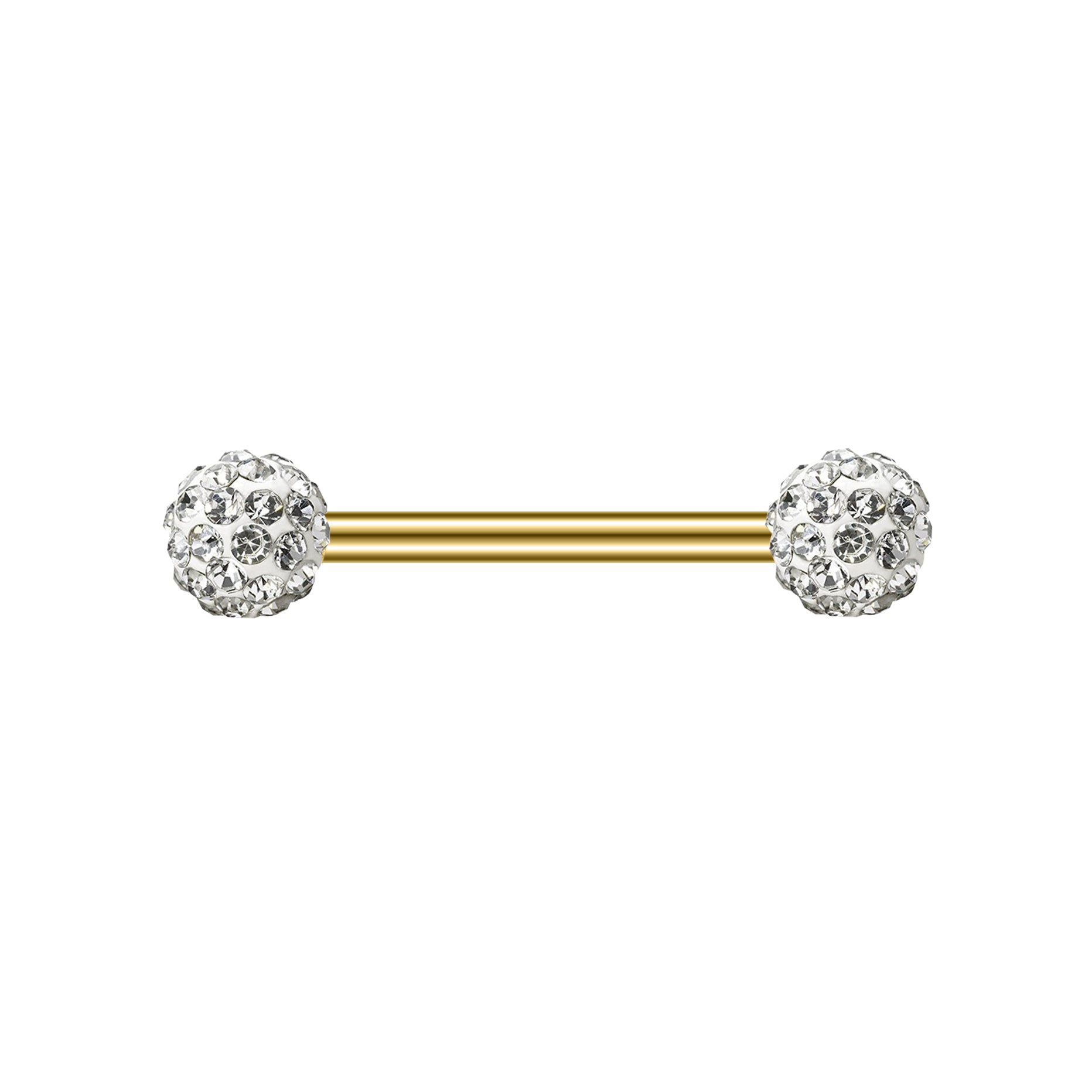 2pcs 14G Simple Nipple Barbell Ring White Crystal Gold Rod Nipple Piercing