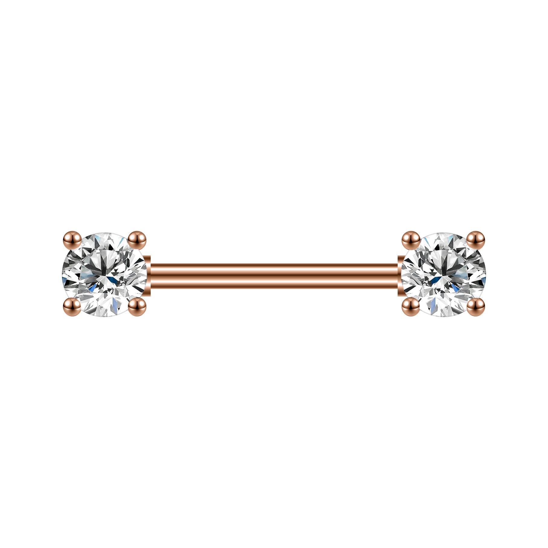 2pcs 14G Simple Nipple Barbell Ring Claw Crystal Rose Gold Nipple Piercing