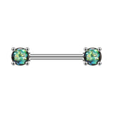 2pcs 14G Rainbow Opal Nipple Barbell Ring Claw Nipple Piercing