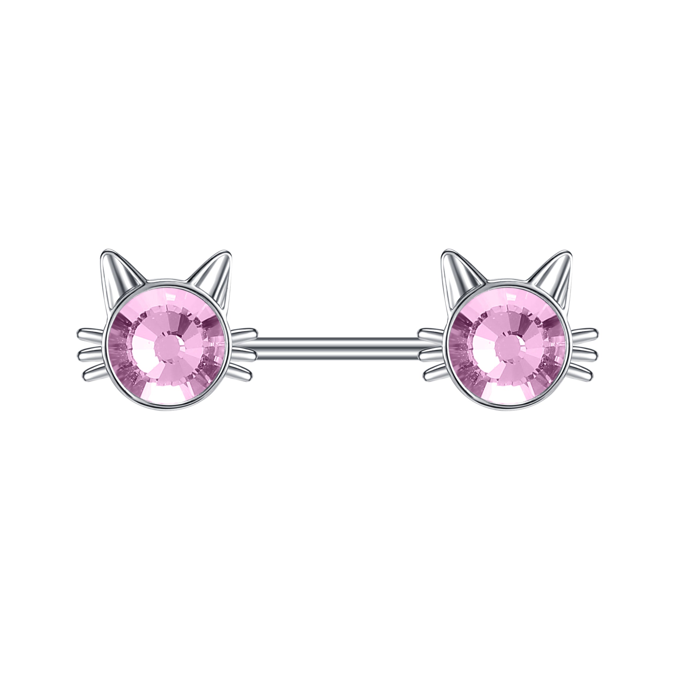 2pcs 14G Pink Cat Nipple Barbell Ring Claw Nipple Piercing