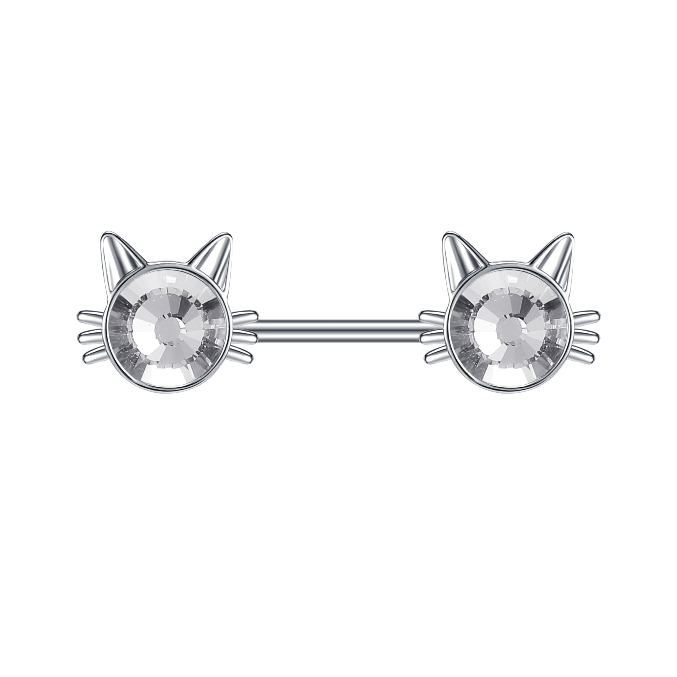 2pcs 14G Silver Cat Nipple Barbell Ring Claw Nipple Piercing