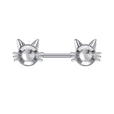 2pcs 14G Silver Cat Nipple Barbell Ring Claw Nipple Piercing