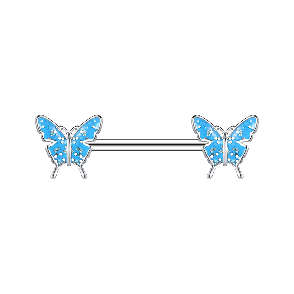 2pcs 14G Butterfly Nipple Barbell Ring Cute Nipple Piercing – ZS