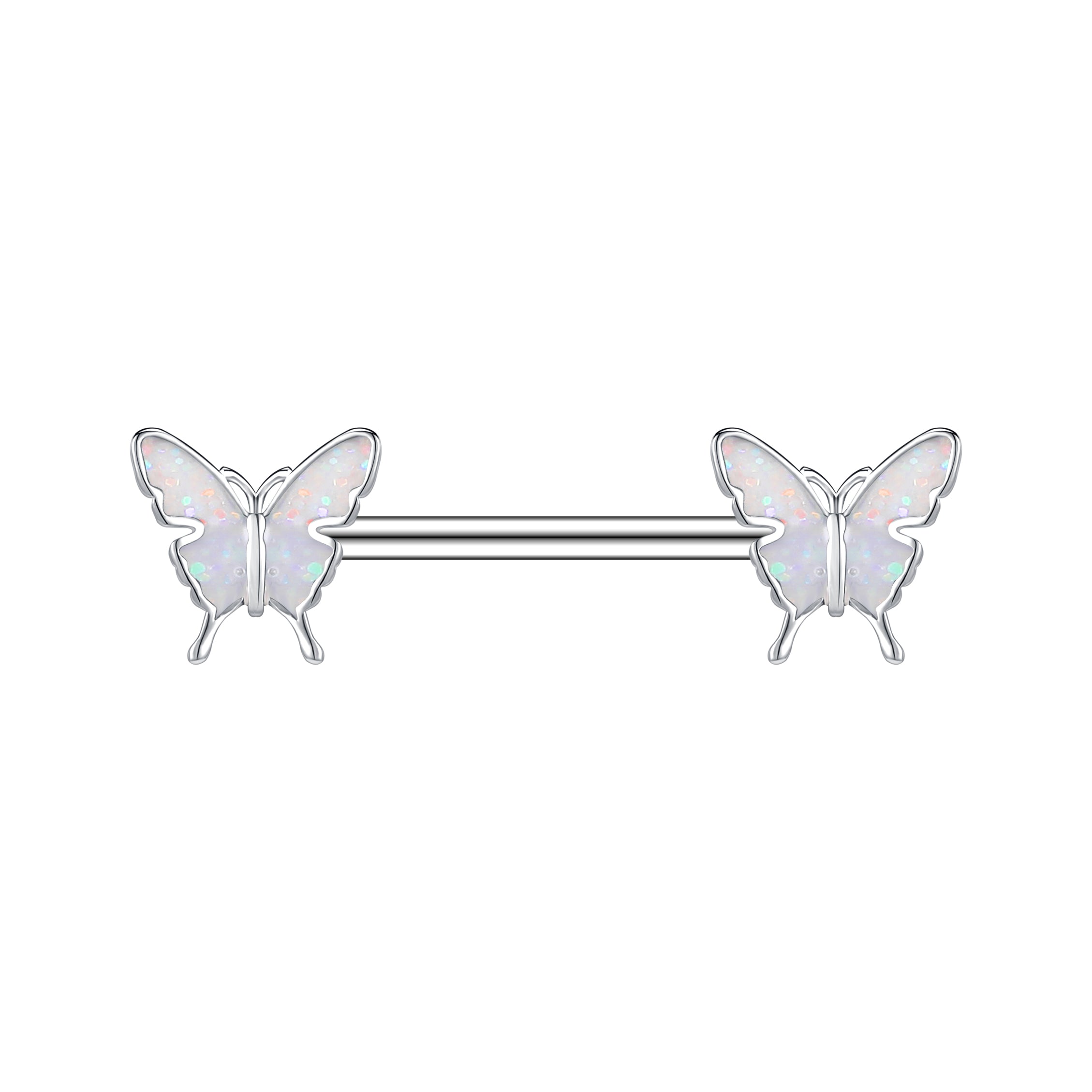 2pcs 14G Butterfly Nipple Barbell Ring Cute Nipple Piercing