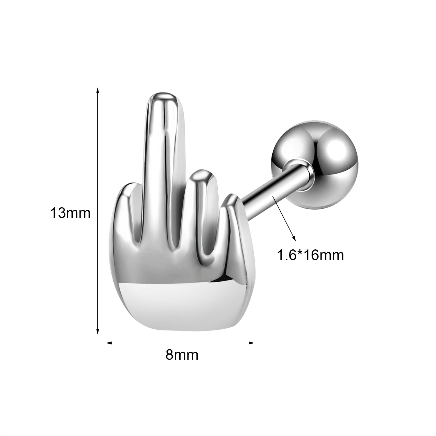 14G Middle Finger Tongue Rings Ball Tongue Piercing Barbell
