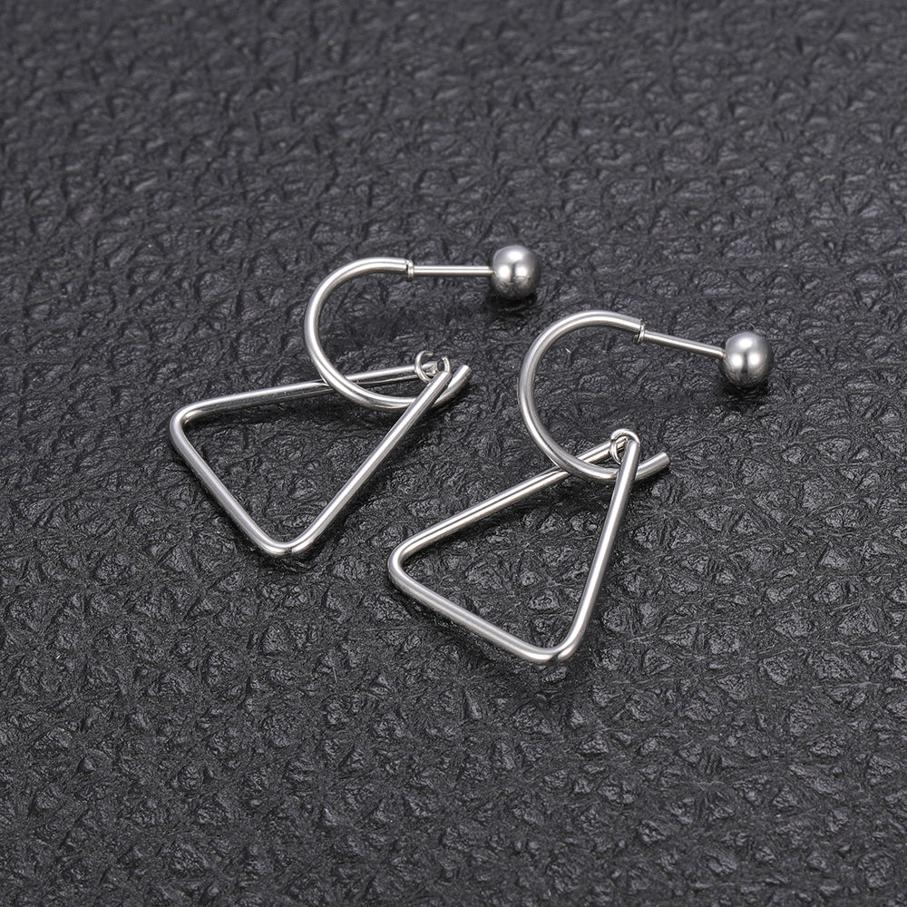 Stainless Steel Stud Earrings Dangling Triangle Earring