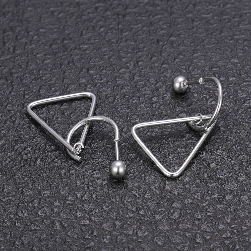 Stainless Steel Stud Earrings Dangling Triangle Earring