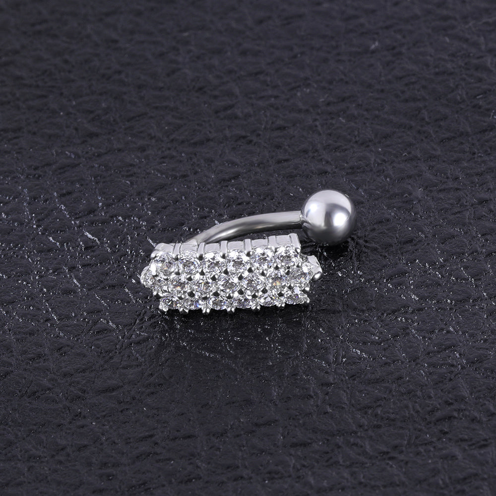 14g Bottom Belly Button Piercing Full-Zirconia Navel Ring Piercing Jewelry