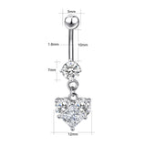 14g Dangle Heart dangle belly button rings Double Crystal Navel Ring Piercing Jewelry