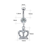 14g-Drop-Dangle-Crown-Belly-Piercing-Stainless-Steel-Navel-Piercing-Jewelry