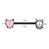 2pcs 14G Cat & Pearl Nipple Barbell Ring Pink Heart Nipple Piercing