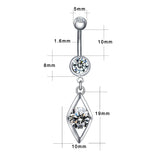 14g-Prismatic-Stainless-Steel-Belly-Rings-White-Zircon-Dangle Navel-Piercing-Jewelry
