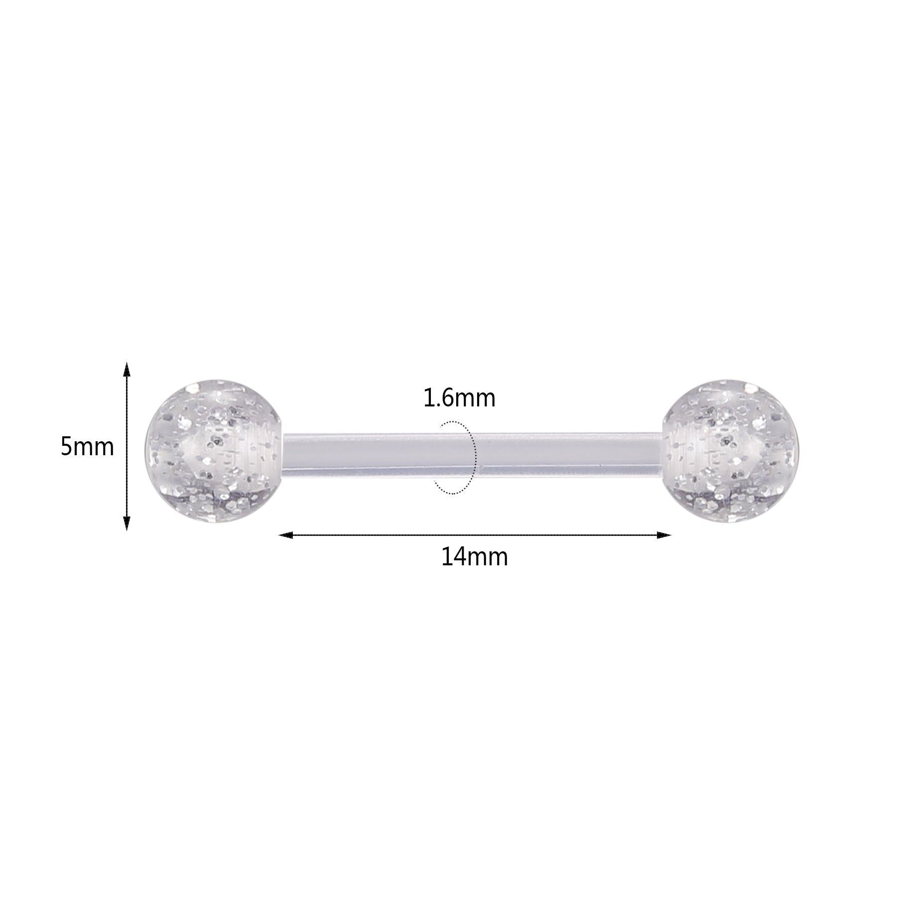 6pcs 14G Bioflex Nipple Ring Sequin Ball Nipple Piercings-Economic Set