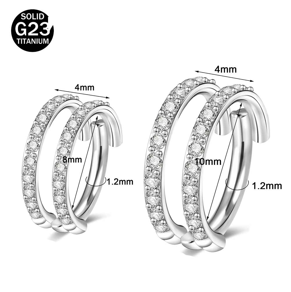 16G G23 Titanium Splice Nose Clicker Ring Crystal Conch Helix Cartilage Piercing