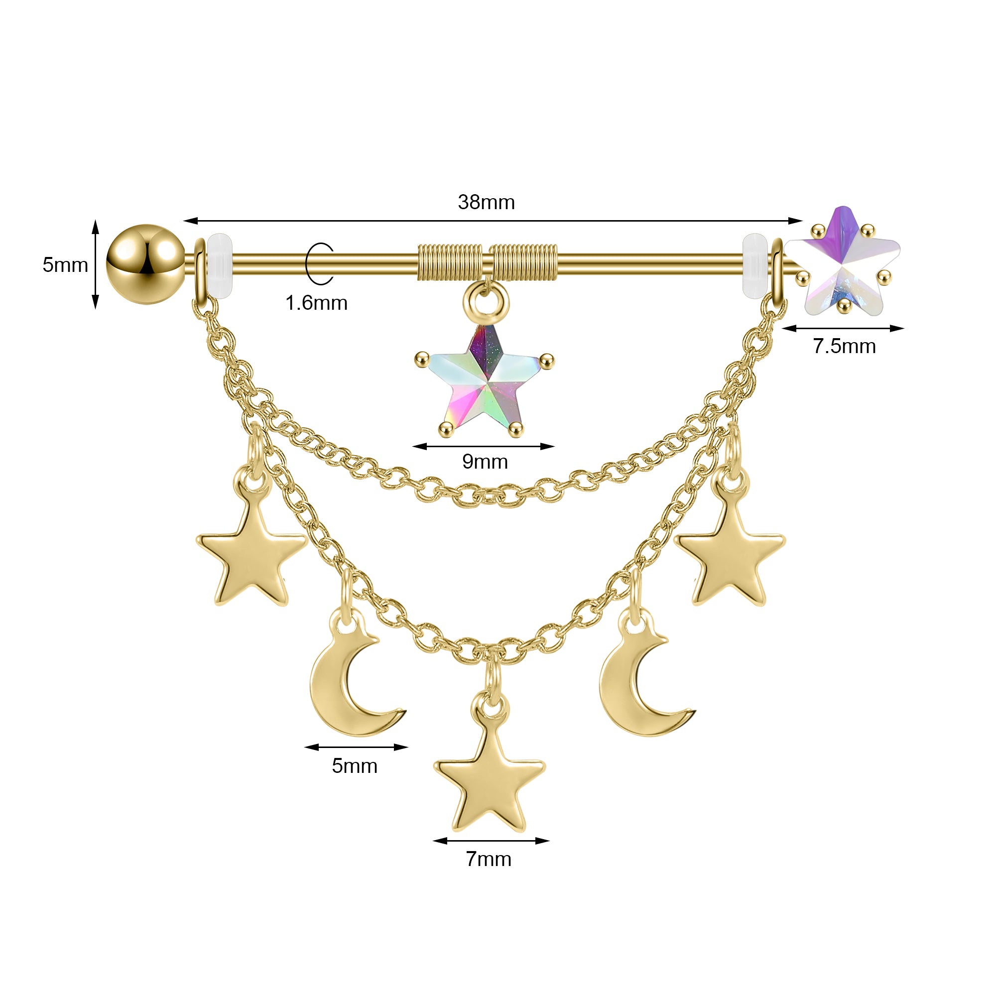 14g-gold-moon-star-industrial-barbell-earring-dangle-chain-helix-ear-piercing