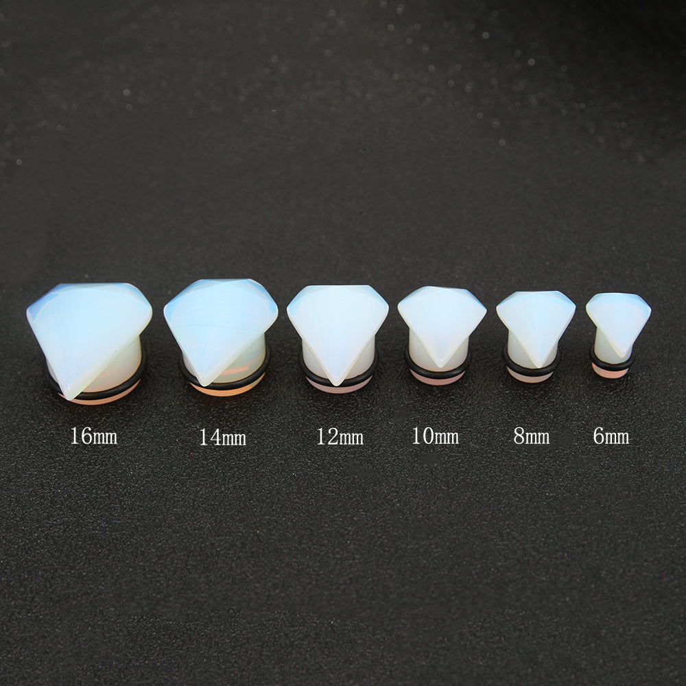Diamond-Shape-Organic-Stone-Ear-Gauges-Flesh-Tunnel-and-Plug-Single-Flare-Ear-Stretcher-Expander