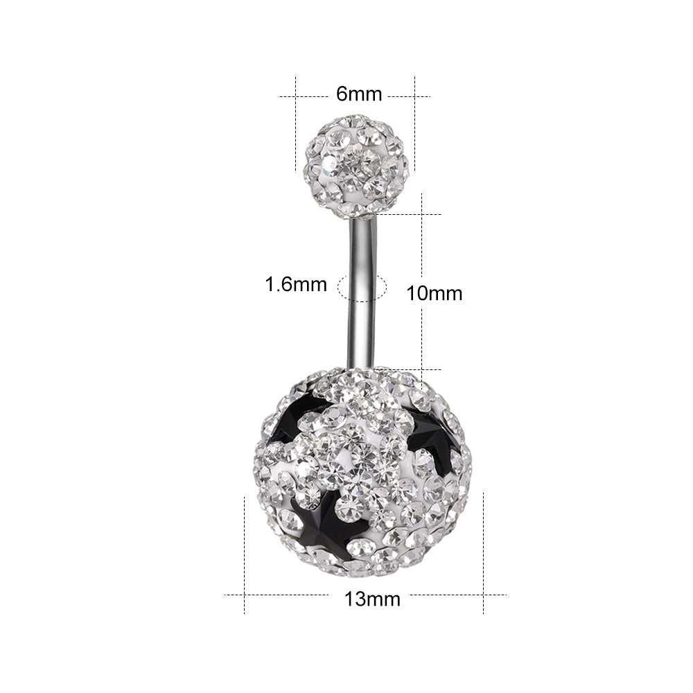 crystal ball belly button ring
