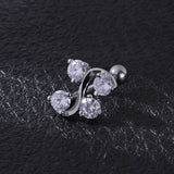 14g Belly Bar Four Leaf Clover Belly Button Rings Zirconia Navel Ring Piercing Jewelry